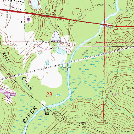 Topographic Map of Piney Woods Creek, FL