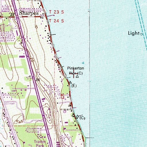 Topographic Map of Pinkerton Pier, FL