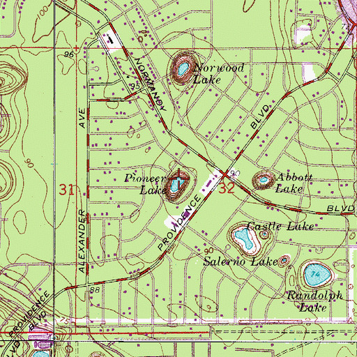 Topographic Map of Pioneer Lake, FL