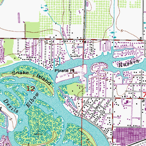 Topographic Map of Pirate Point, FL