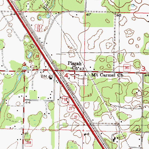 Topographic Map of Pisgah Church, FL