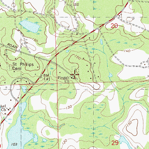 Topographic Map of Pisgah Church, FL