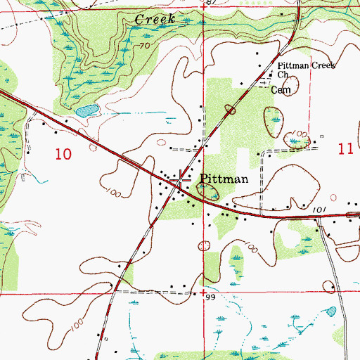 Topographic Map of Pittman, FL