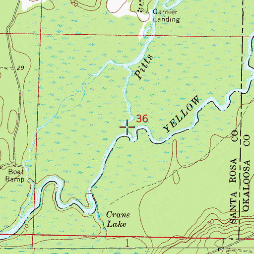 Topographic Map of Pitts River, FL