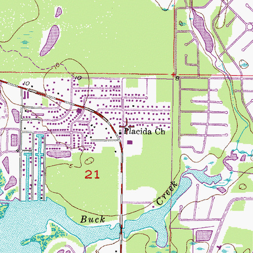 Topographic Map of Placida Church, FL