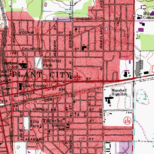 Topographic Map of Plant City, FL