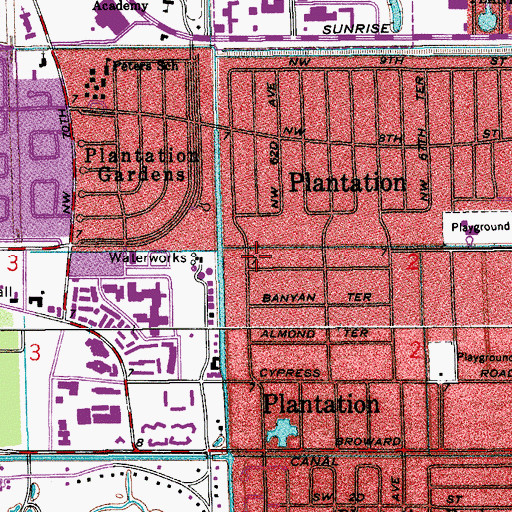 Topographic Map of Plantation, FL