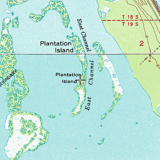 Topographic Map of Plantation Island, FL