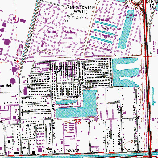 Topographic Map of Playland Village, FL