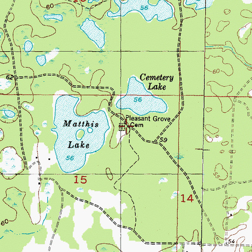 Topographic Map of Pleasant Grove Cemetery, FL