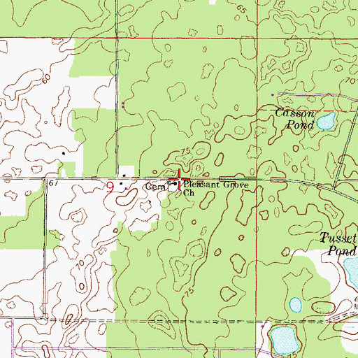 Topographic Map of Pleasant Grove Church, FL