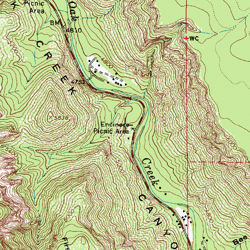 Topographic Map of Encinoso Picnic Area, AZ