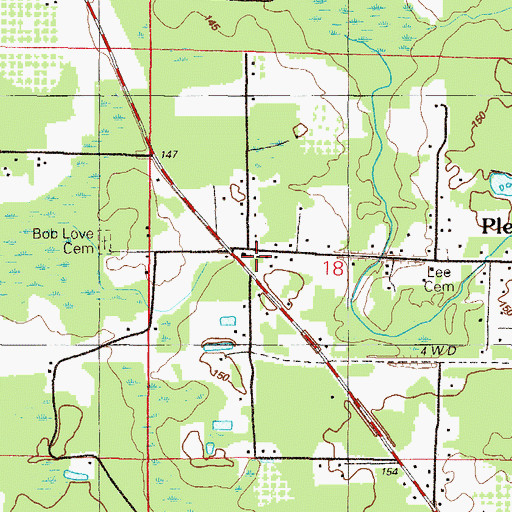 Topographic Map of Pleasant Grove Church, FL