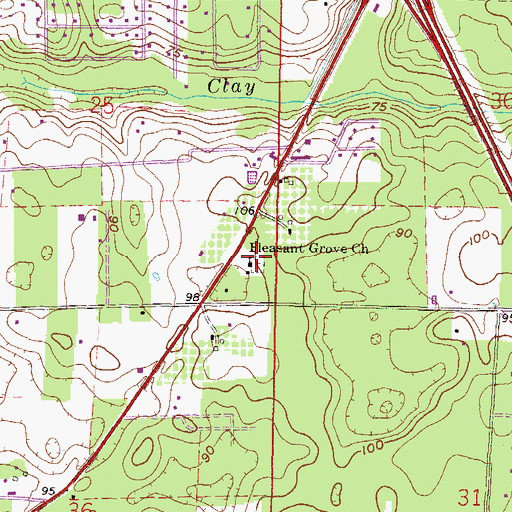 Topographic Map of Pleasant Grove United Methodist Church, FL