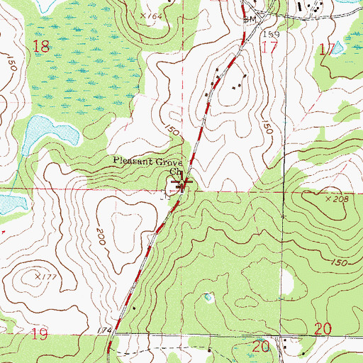 Topographic Map of Pleasant Grove Church, FL