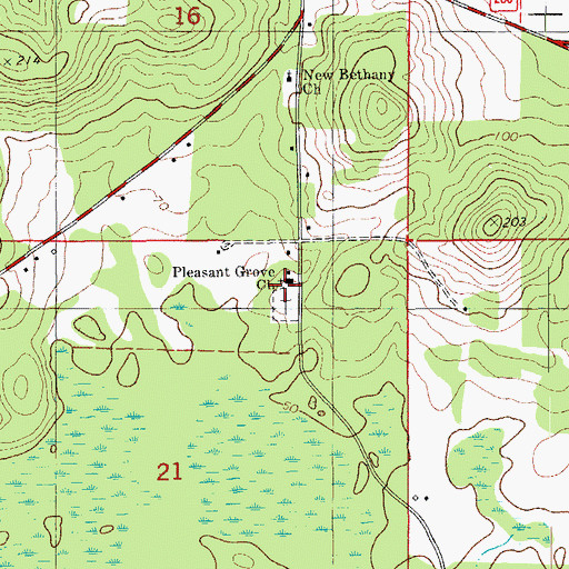 Topographic Map of Pleasant Grove Church, FL