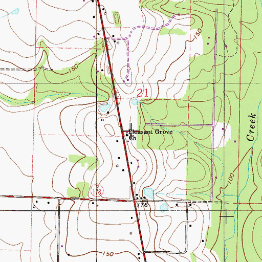 Topographic Map of Pleasant Grove Church, FL