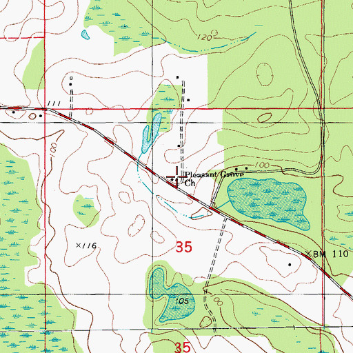 Topographic Map of Pleasant Grove Church, FL