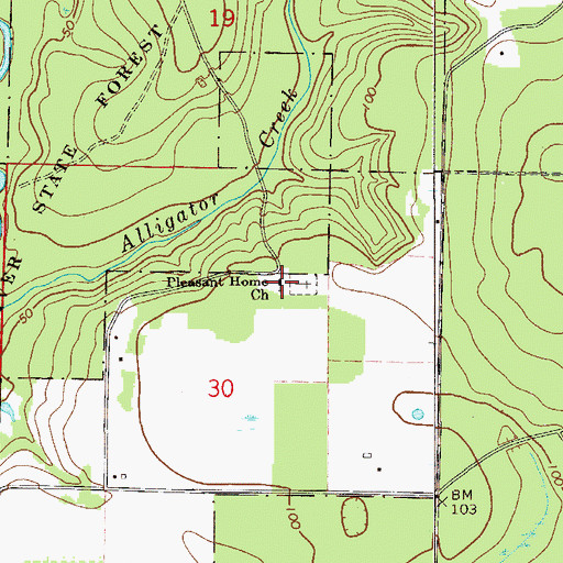 Topographic Map of Pleasant Home Church, FL