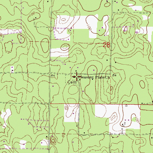 Topographic Map of Pleasant Plain Church, FL