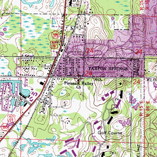 Topographic Map of Pleasant Valley Church, FL