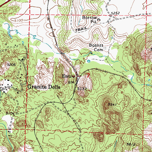 Topographic Map of Entro, AZ