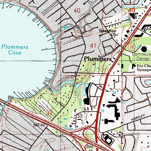 Topographic Map of Plummers, FL