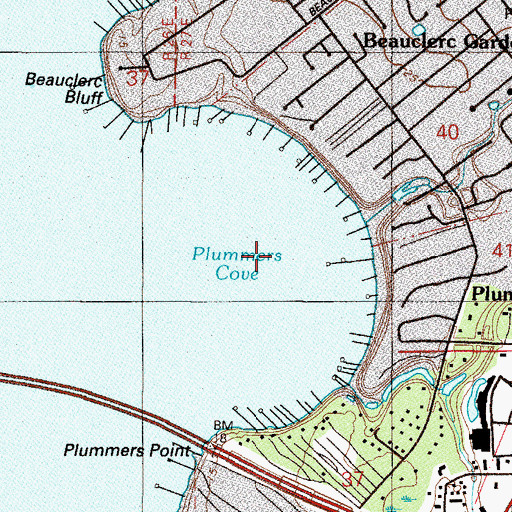 Topographic Map of Plummers Cove, FL