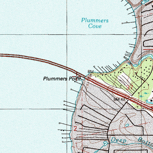 Topographic Map of Plummers Point, FL