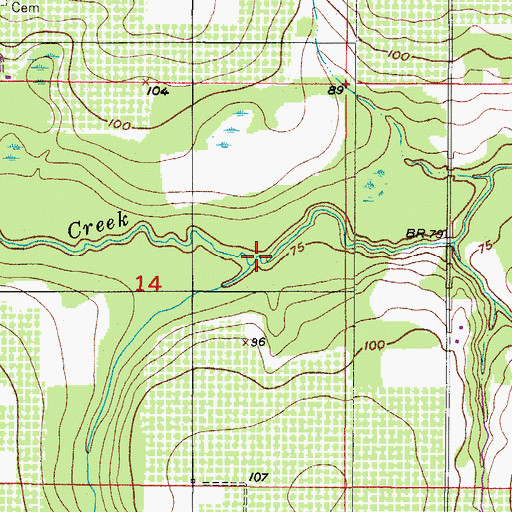 Topographic Map of Plunder Branch, FL