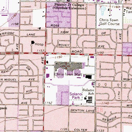 Topographic Map of Chris-Town Mall, AZ