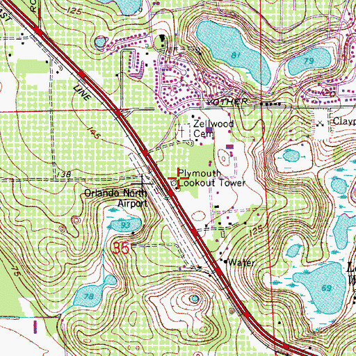 Topographic Map of Plymouth Lookout Tower, FL