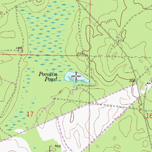 Topographic Map of Pocosin Pond, FL