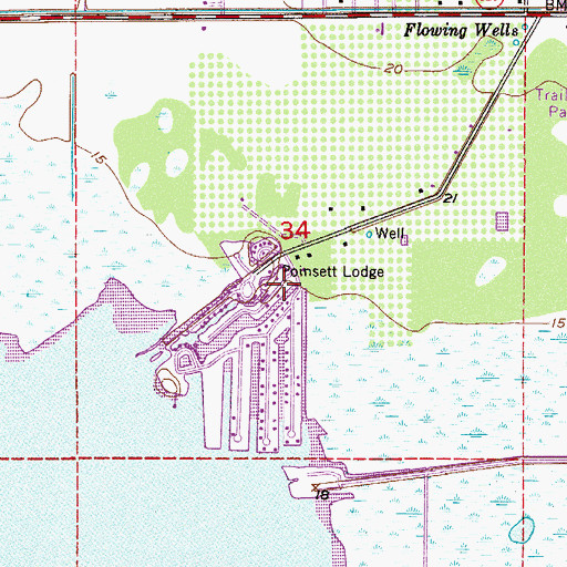 Topographic Map of Poinsett Lodge, FL
