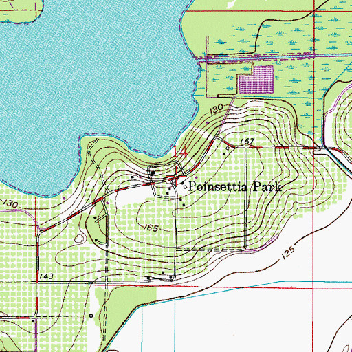 Topographic Map of Poinsettia Park, FL