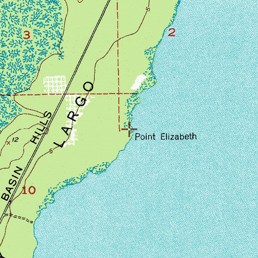 Topographic Map of Point Elizabeth, FL