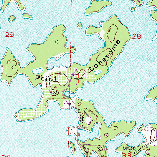 Topographic Map of Point Lonesome, FL