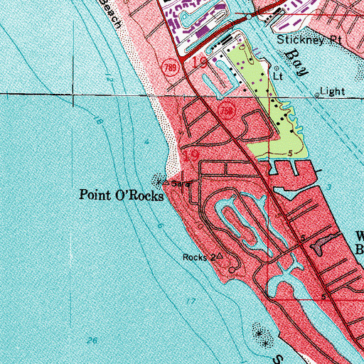 Topographic Map of Point O'Rocks, FL