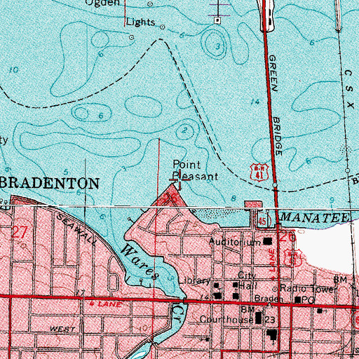 Topographic Map of Point Pleasant, FL
