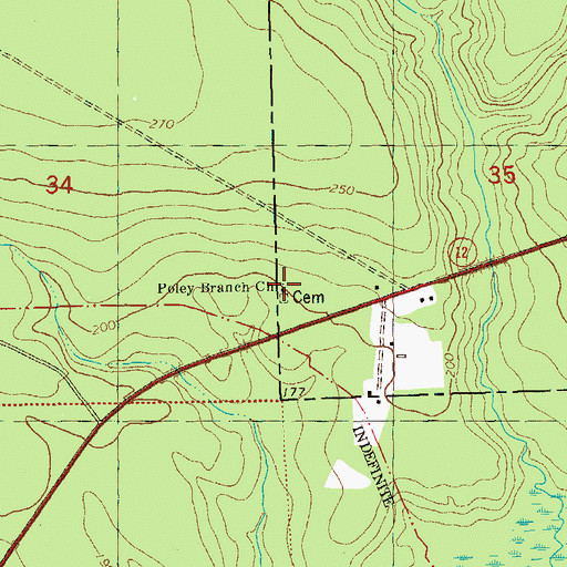 Topographic Map of Poley Branch Church, FL