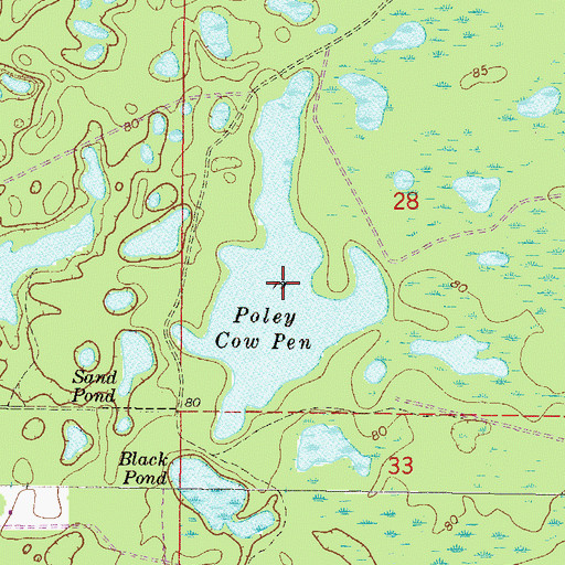 Topographic Map of Poley Cow Pen, FL