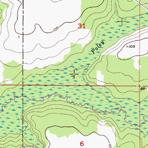 Topographic Map of Poley Creek, FL
