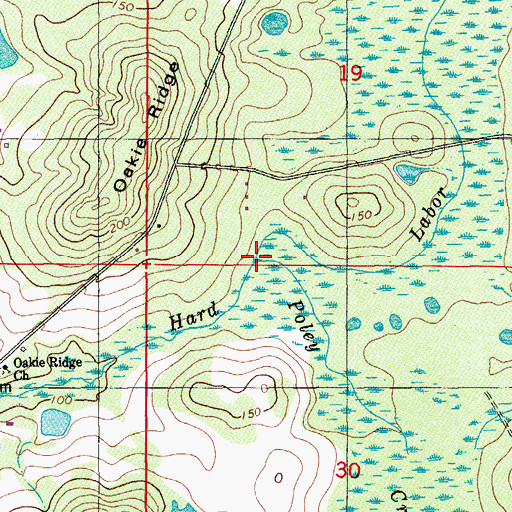 Topographic Map of Poley Creek, FL