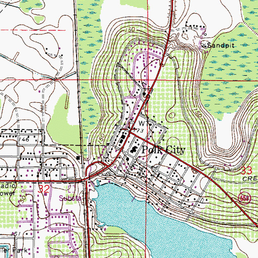 Topographic Map of Polk City, FL
