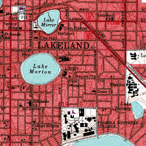 Topographic Map of Polk Museum, FL