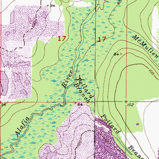 Topographic Map of Pollard Branch, FL