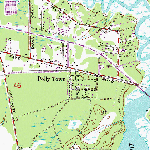 Topographic Map of Polly Town, FL