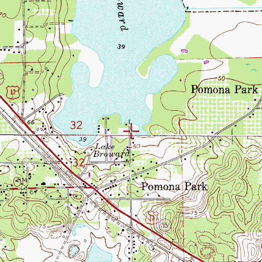 Topographic Map of Pomona Park, FL
