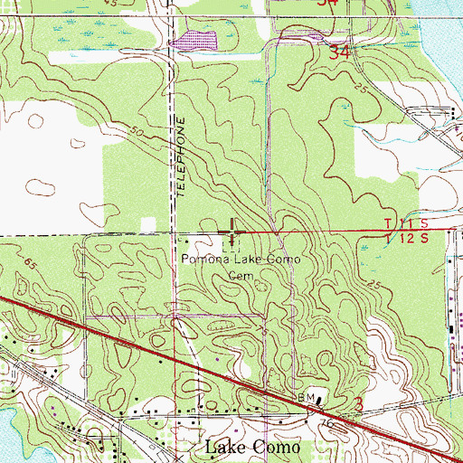 Topographic Map of Pomona-Lake Como Cemetery, FL