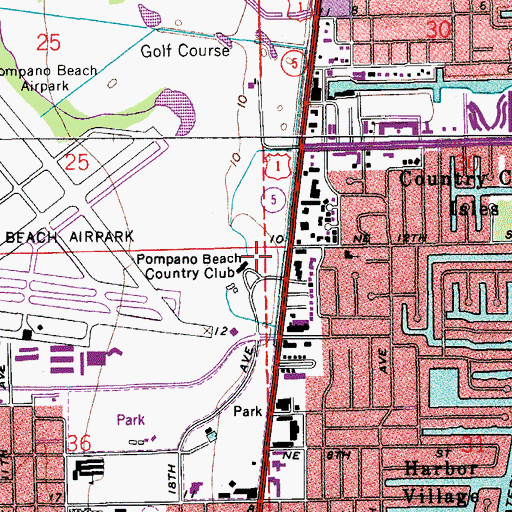 Topographic Map of Pompano Beach Country Club, FL